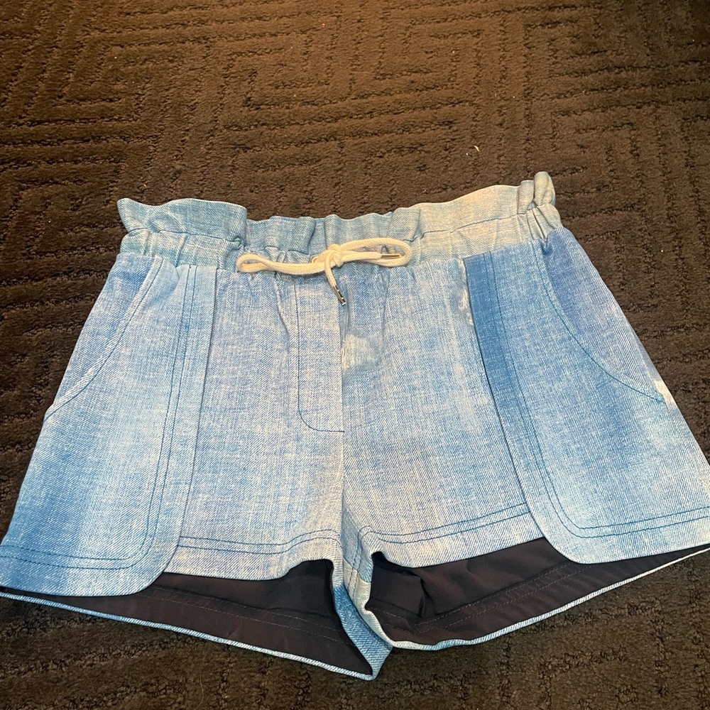 REBECCA MINKOFF DRAWSTRING REAL LEATHER SHORTS (worn once)